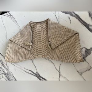 Emily Cho Folded Clutch Beige Handbag